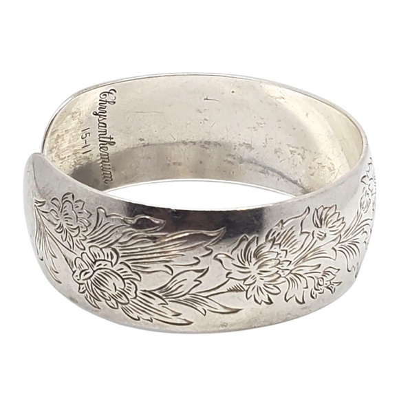 S. Kirk & Son Sterling Silver Chrysanthemum Cuff Bracelet #21555 - Picture 5 of 10